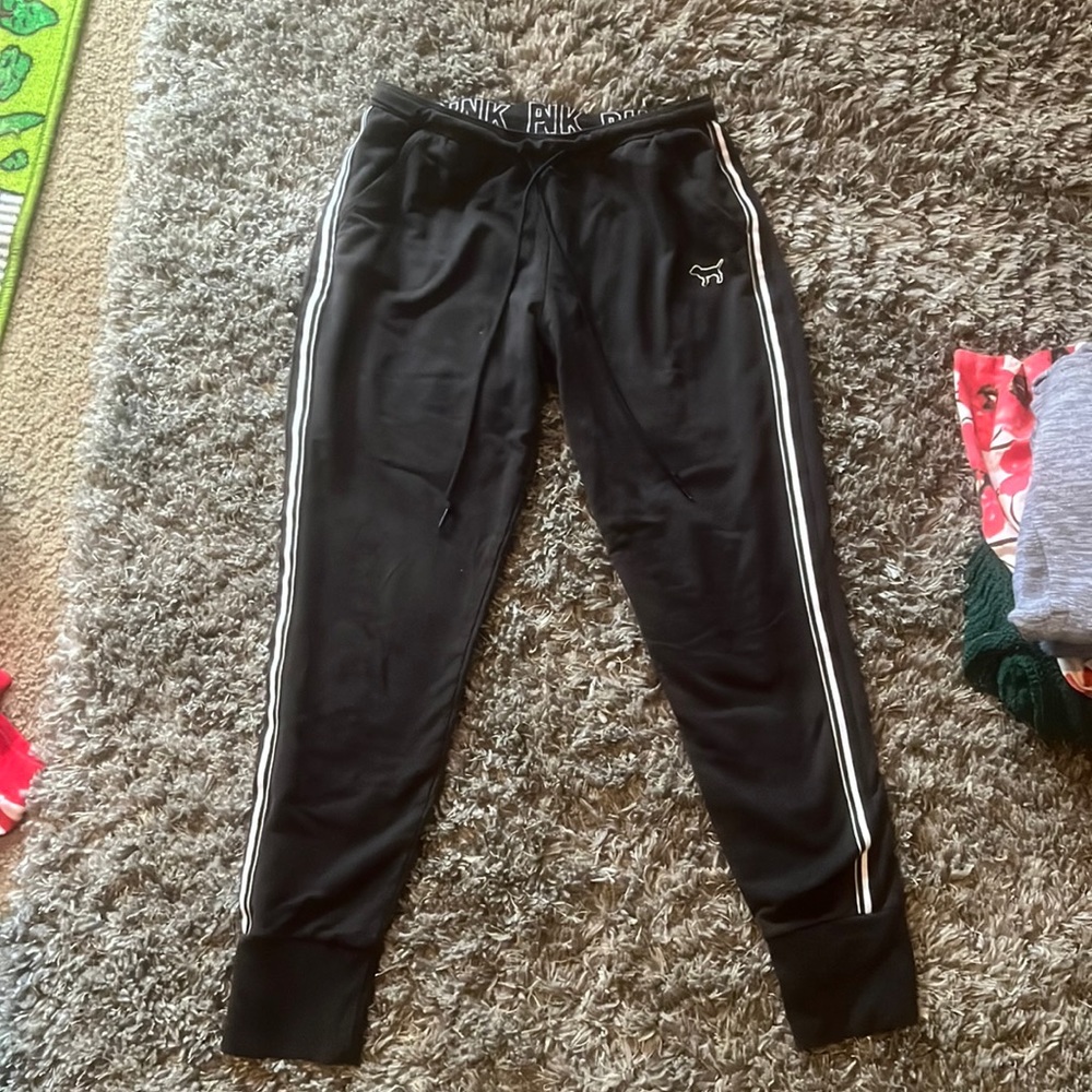 PINK size small black joggers